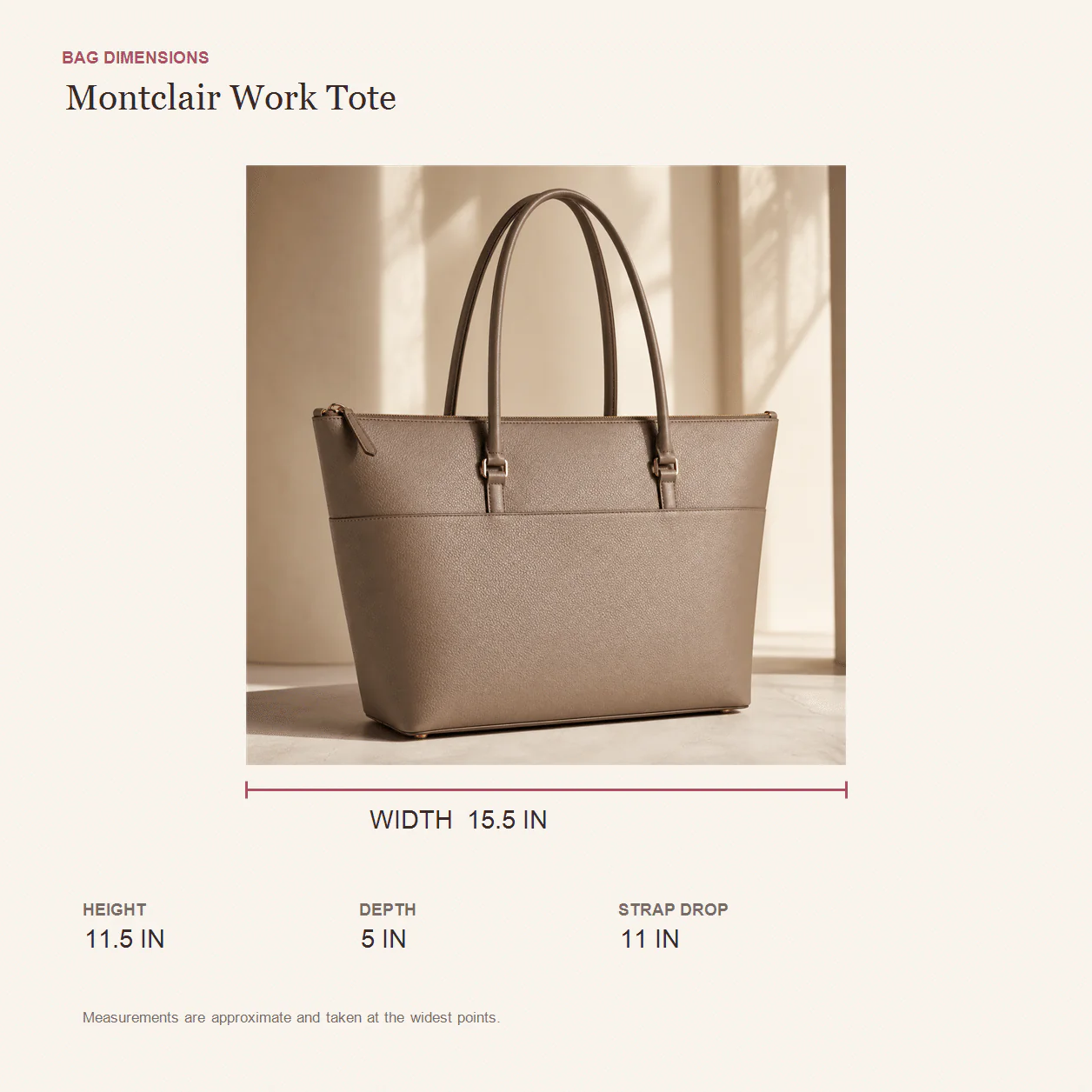 Montclair Work Tote size guide
