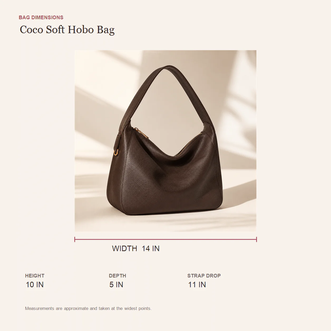 Coco Soft Hobo Bag size guide