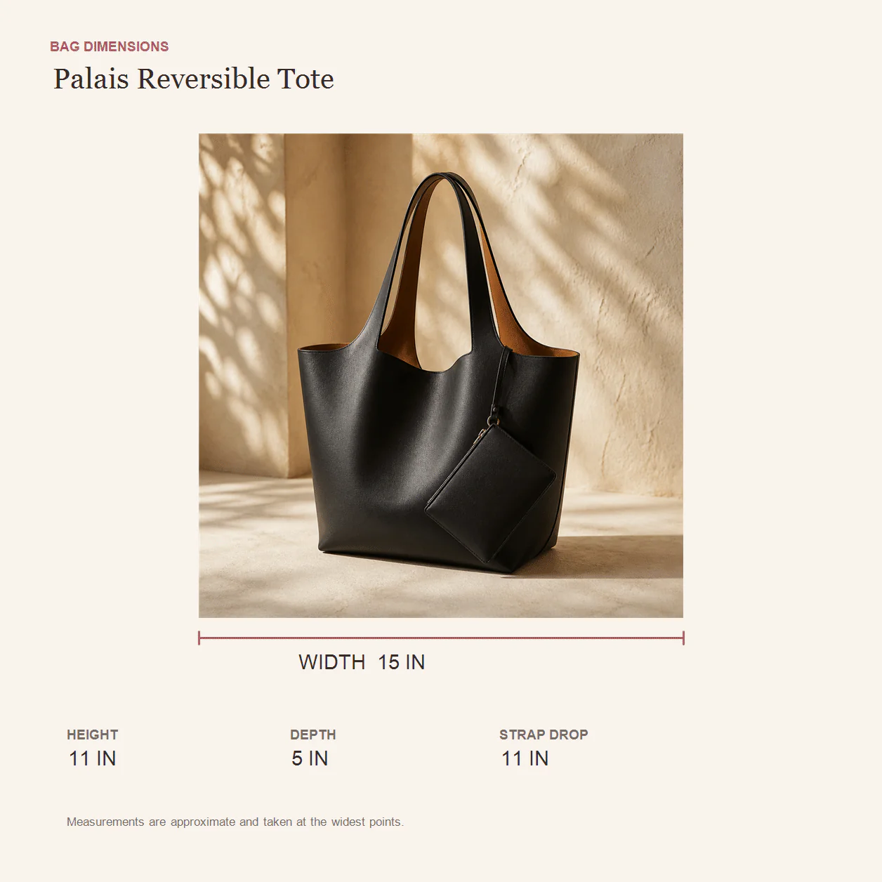 Palais Reversible Tote size guide