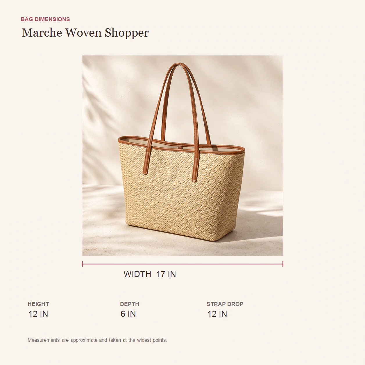 Marche Woven Shopper size guide