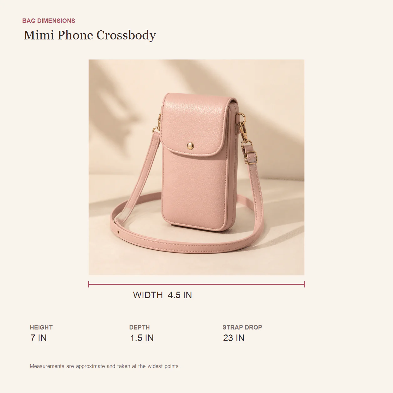 Mimi Phone Crossbody size guide