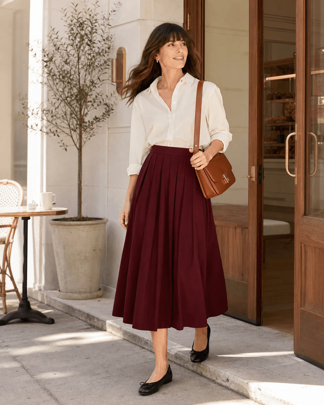 Cake Chic burgundy skirt styling